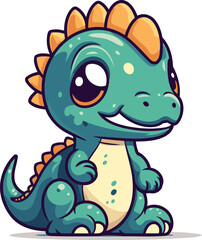 Obraz premium Cute cartoon baby dinosaur isolated on white background. Vector illustration.