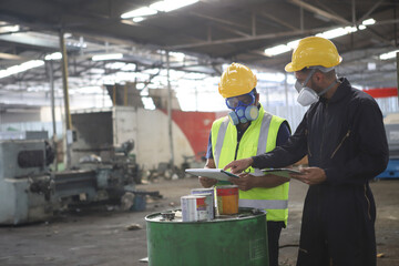 chemical dangerous zone ,  scientist in a protective suit works in a biological contamination zone.