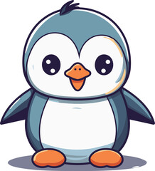 Naklejka premium Penguin character cartoon isolated on a white background vector illustration.
