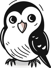 Obraz premium Cute cartoon penguin. Vector illustration isolated on white background.