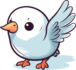 Illustration of a Cute Little Bird with Wings Spread   Vector