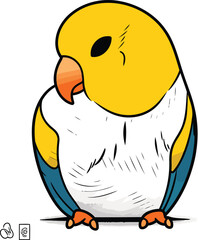 Obraz premium Cute parrot isolated on white background. Hand drawn vector illustration.