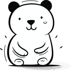 Illustration of a Cute Cartoon Polar Bear on a White Background