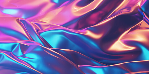 Fototapeta na wymiar Futuristic Holographic Foil Background with Rainbow Colors and Chrome Shine.