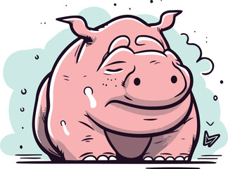 Hippopotamus. Cute cartoon animal. Vector illustration.