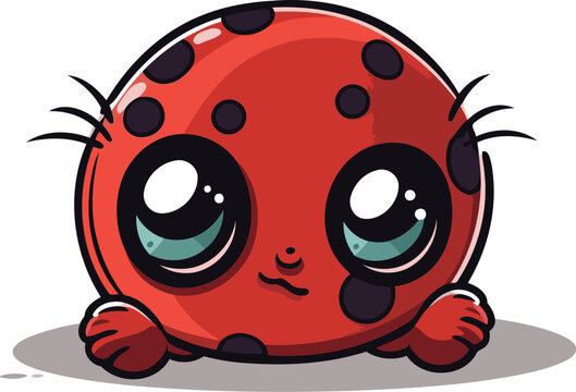 Cute ladybug cartoon character isolated on white background. Vector illustration.