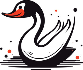 Swan on a white background. Vector illustration in flat style.