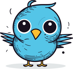 Fototapeta premium Cute cartoon bird character. Vector illustration in doodle style.