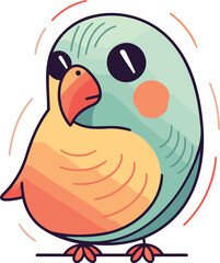 Cute parrot. Vector illustration in flat style. Isolated on white background.
