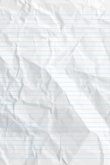 White clean crumpled notebook paper with lines