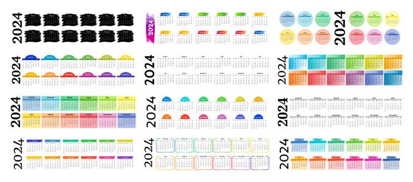 Calendar for 2024 isolated on a white background