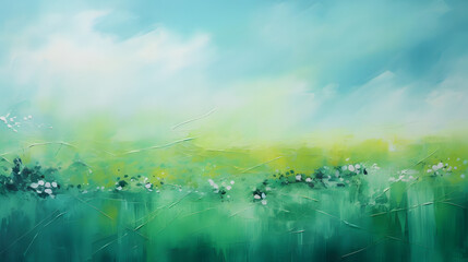 Green field, Lush Meadow Serenity, abstract landscape art, generative ai