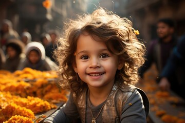 little hindu girl in a market in india
