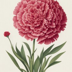 A realistic hand-drawn rendering of Carnation with its petals in full bloom