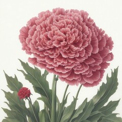 A realistic hand-drawn rendering of Carnation with its petals in full bloom