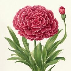 A realistic hand-drawn rendering of Carnation with its petals in full bloom