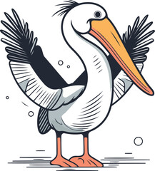 Pelican vector illustration. Cartoon pelican isolated on white background
