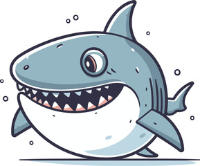 Shark vector illustration. Cute cartoon shark. Vector illustration.
