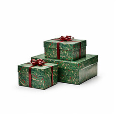 Boxes with Christmas gifts. Colorful boxed Christmas gifts isolated on white background. Gifts with bows in colorful, decorated paper.