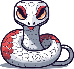 Fototapeta premium Cute cartoon snake. Vector illustration isolated on a white background.