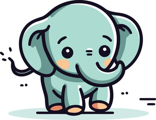 Fototapeta premium Cute elephant cartoon character vector illustration. Cute animal character design.