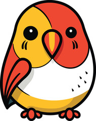 Fototapeta premium Cute cartoon parrot isolated on white background. Vector illustration.