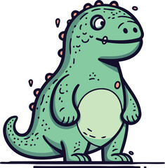 Fototapeta premium Cute cartoon dinosaur. Vector illustration isolated on a white background.