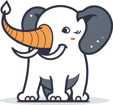 Elephant cartoon character design. Animal cute collection. Vector illustration.