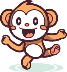 Monkey running cartoon character vector illustration isolated on a white background.