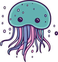 cute jellyfish character vector illustration designicon vector illustration graphic design
