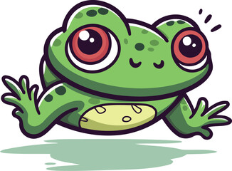Fototapeta premium Frog cartoon. Vector illustration isolated on white background. Funny cartoon frog.