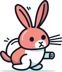 Obraz na płótnie Canvas Cute cartoon rabbit. Vector illustration. Isolated on white background.