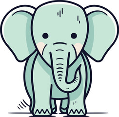 Cute cartoon elephant. Hand drawn vector illustration for your design.
