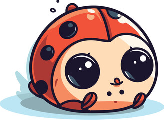 Cute cartoon ladybug isolated on white background. Vector illustration.