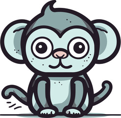Cute cartoon monkey. Vector illustration isolated on a white background.