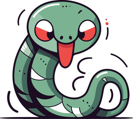Naklejka premium Cute cartoon snake. Vector illustration isolated on a white background.