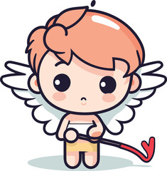 Cupid cartoon character design. Cute cupid vector illustration.