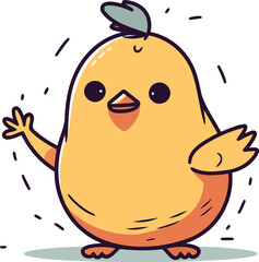 Cute little chicken character. Vector illustration in cartoon flat style.