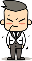 Upset Face   Cartoon Businessman Vector Illustration