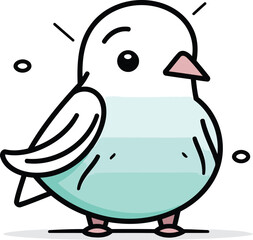 Cute bird. Vector illustration in flat style. Isolated on white background.