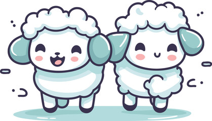 Cute sheep cartoon on white background. Vector illustration of cute sheep.