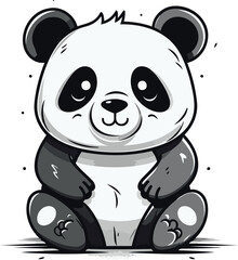 Panda bear cartoon on white background. Vector illustration of a panda bear.