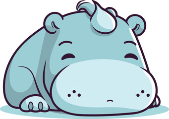Cute hippopotamus isolated on white background. Vector illustration.