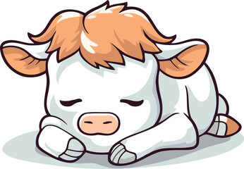 Cute cartoon cow isolated on a white background. Vector illustration.