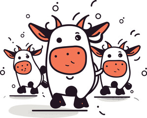 Fototapeta premium Cartoon cow family. Vector illustration. Cute farm animals.