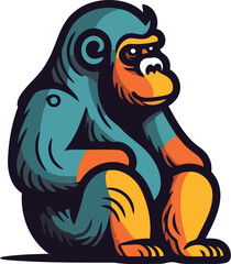 Gorilla monkey isolated on white background. Vector illustration. EPS 10