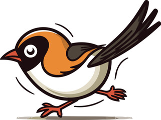 Cartoon Illustration of a Bullfinch Bird on White Background