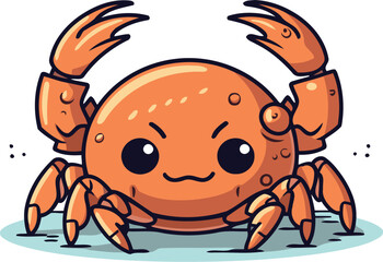 Cute cartoon crab. Vector illustration. Isolated on white background.
