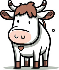 Cow Cartoon Vector Illustration. Cute Farm Animal Character Design.