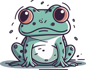 Frog cartoon character. Vector illustration of a funny green frog.
